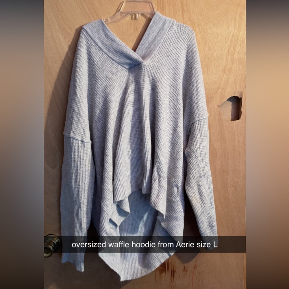 Oversized V-Neck Waffle Hoodie